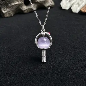 Light Stick Pendant Necklace, KPop Inspired Collarbone Chain Fan Jewelry Gift,KPop ARMY Inspired Light Stick Necklace, Cute Purple Crystal Collarbone Chain for Fans