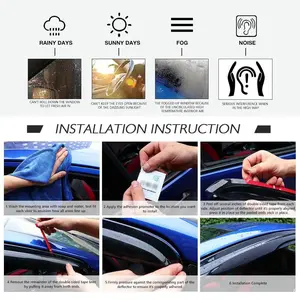 Window Visors For Hyundai For Elantra Sedan 2011-2016 (Not For For Hatchback), Smoked Aero JDM Wind Deflectors Stick On by IKON MOTORSPORTS, 2012 2013 2014 2015