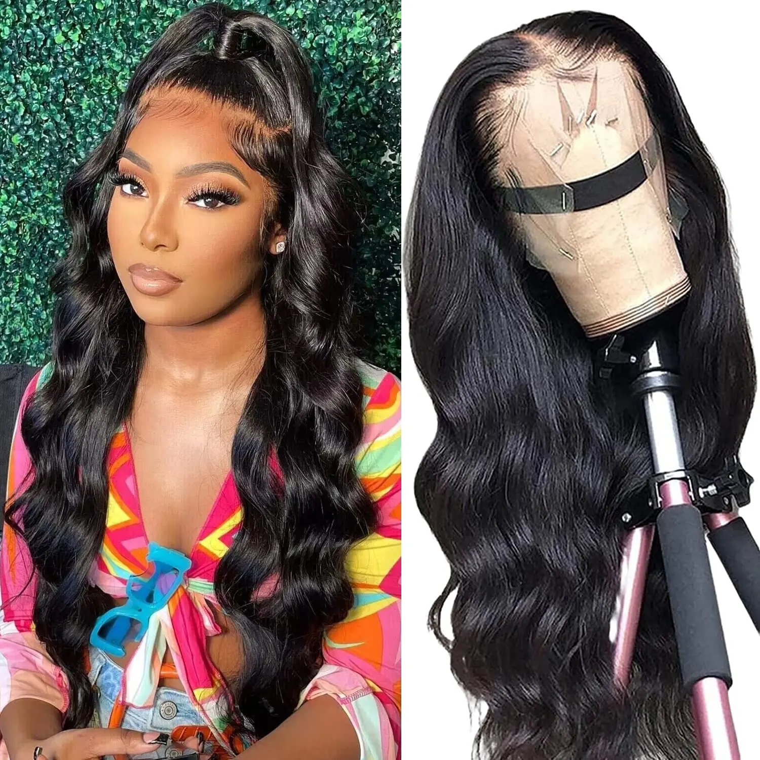 Luciile 180% Density Natural Brazilian Hair 13x4 Transparent Lace Wig  18-26 Inch Natural Color Hair Vendors Body Wave Pre Plucked Swiss Lace Front Wigs Cuticle Aligned Human Hair Wigs for Women