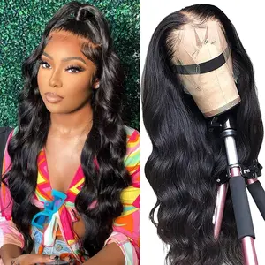 Luciile 180% Density Natural Brazilian Hair 13x4 Transparent Lace Wig  18-26 Inch Natural Color Hair Vendors Body Wave Pre Plucked Swiss Lace Front Wigs Cuticle Aligned Human Hair Wigs for Women
