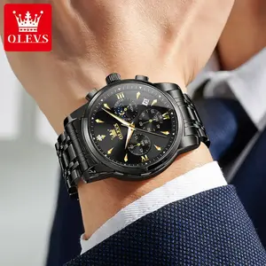 OLEVS Men's Chronograph Watch - Stainless Steel, Scratch-Resistant , 3ATM Water Resistant, Luminous Hands & Date - Perfect Business Dress Watch, Mens Fashion OLEVS Watch,Chronograph,WaterResistant Watch,BusinessStyle