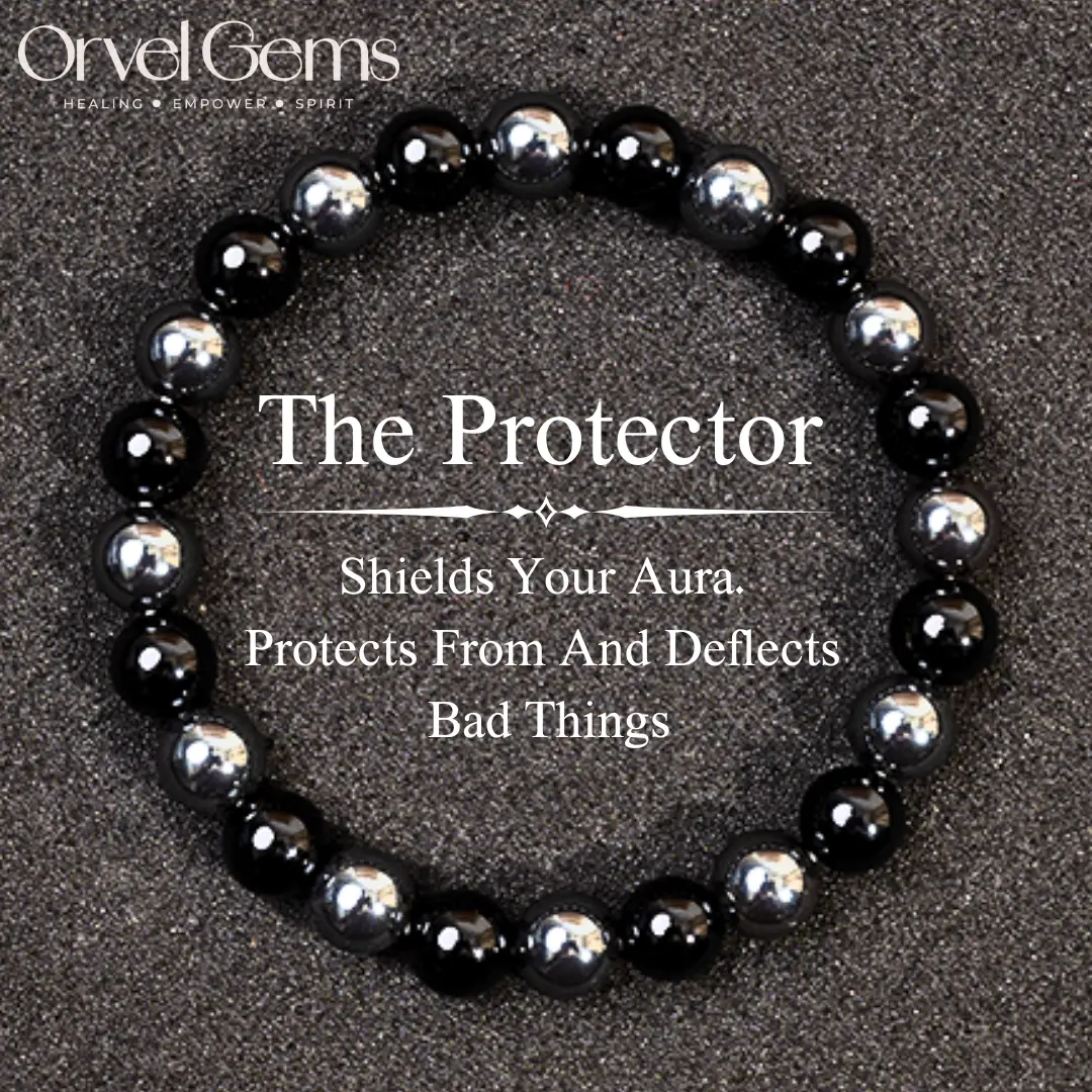 Protection & Memory Healing Bracelet – Black Tourmaline & Hematite 8mm Gemstone Beads | Unisex Crystal Jewelry for Men & Women | Daily Wear Grounding,