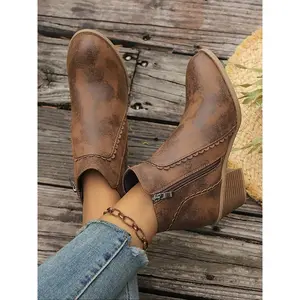 Women's Buckle Boots, Slim Fit Elegant Modern Style, Comfortable Daily Wear Shoes, Fashion Designer Trendy Design, Western Ankle Boots