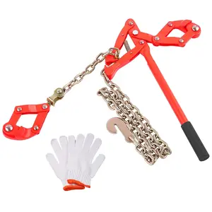 Chain Fence Strainer Plain Barbed Woven Wire Stretcher Tool for Center & End  Pull, Carbon Steel Fence Tensioner Repair Tool, .25" Chain Capacity 2200lbs Farm, Ranch (Red, 1 Pack)