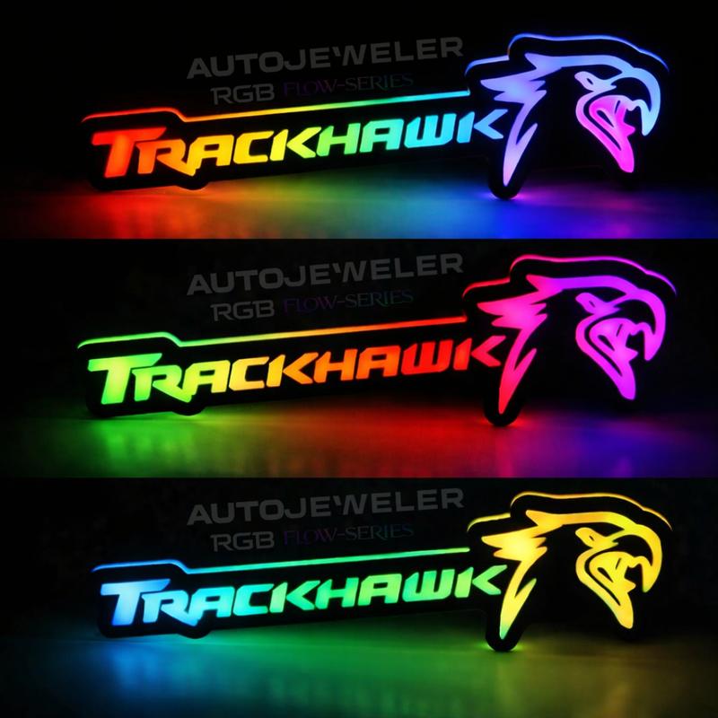 Jeep Trackhawk LED Grille Emblem Badge – RGB Flow Series | Bluetooth App Controlled (2018–2021)