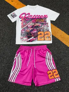 Men's Graphic Letter Print Round Neck Crewneck Short Sleeve Casual Fitted T-Shirt Set, Drawstring Waist Shorts, Summer Fashion Vibe, Outdoor Sports Menswear Clothes