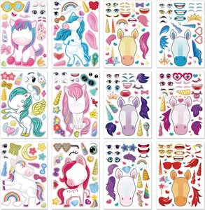 24 Sheets Stickers Make a Face Stickers for Kids DIY Sticker Sheet for Girls Children Birthday Party Favors Exchange Gifts