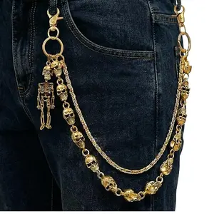 Gothic Punk Skull Wallet Chain, Metal Pants Keychain, Belt and Purse Accessories, Unisex Bag Charm, Vintage Backpack Extender