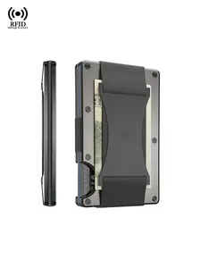 Anti Rfid Metal Credit Card Holder Wallets Rfid Blocking Wallet Carbon Fiber Mini Slim Mens Women Luxury Bank Cardholder Case Metal Wallet Cartera, Business, Gift for Husband