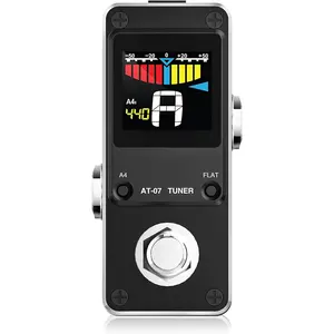 Guitar Tuner Pedal with True Bypass, Chromatic Tuner Pedal for Electric Guitar and Bass, Color Display Tuning Pedal with Mute, Pitch and Flat Tuning