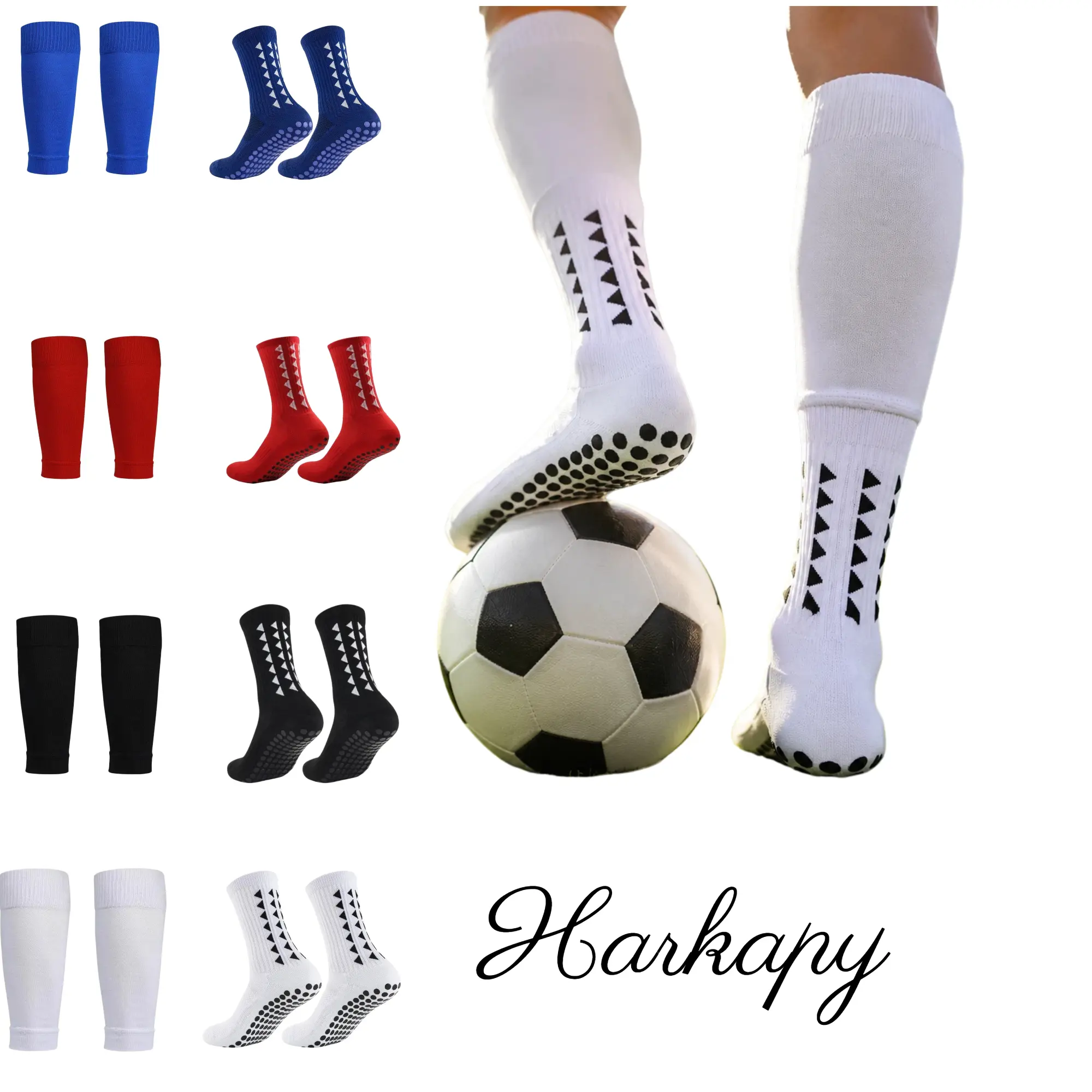 Anti-Slip Soccer Grip Socks with Shin Guard Sleeves, Breathable Football Socks and Calf Sleeves Set, One Size for Men Women, Ideal for Soccer, Basketball, Training and Outdoor Sports