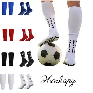 Anti-Slip Soccer Grip Socks with Shin Guard Sleeves, Breathable Football Socks and Calf Sleeves Set, One Size for Men Women, Ideal for Soccer, Basketball, Training and Outdoor Sports