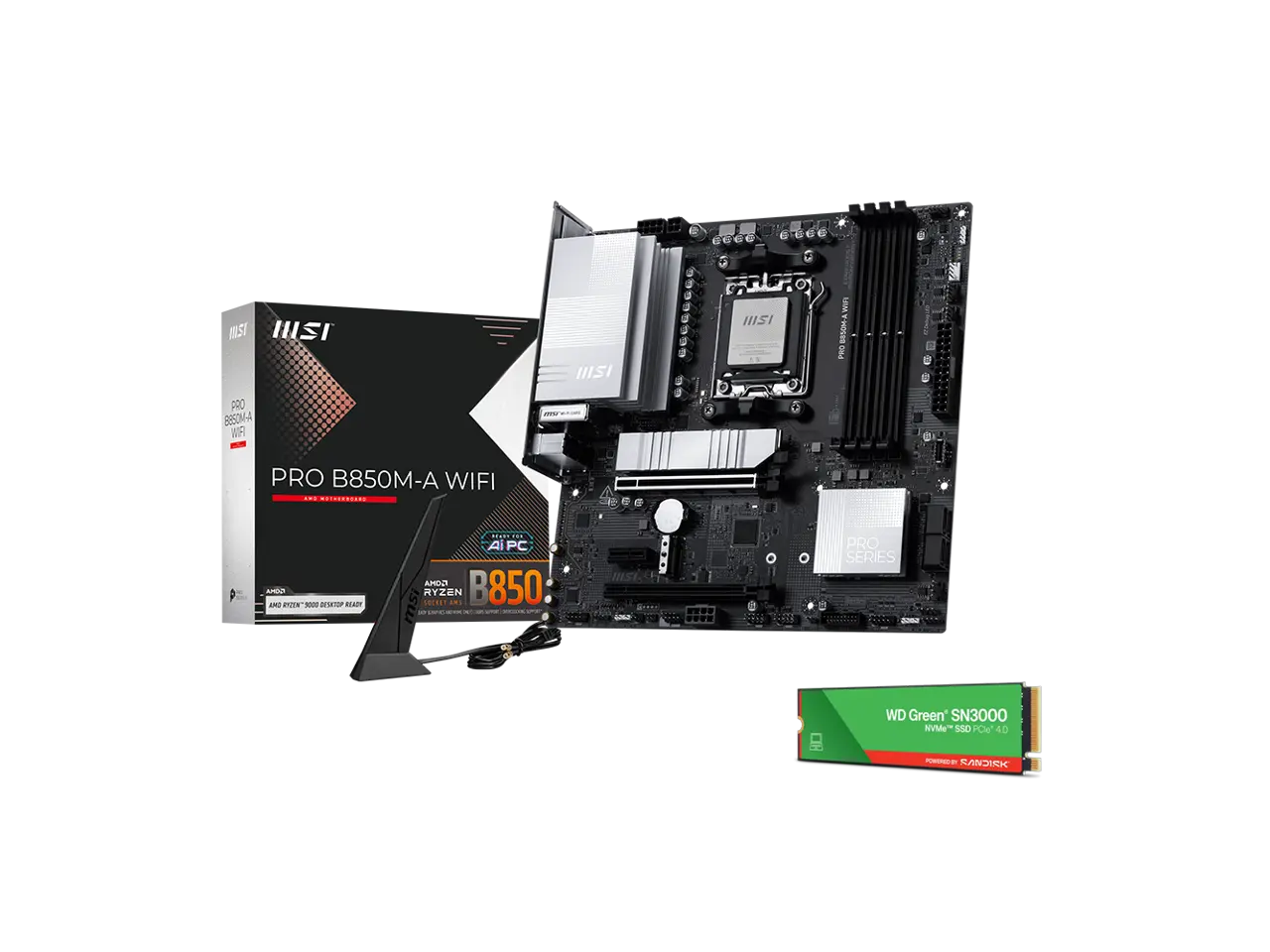 MSI Pro B850M-A WiFi Bundle - Motherboard & 1TB NVMe SSD MSI Pro B850M-A WiFi Bundle - Motherboard & 1TB NVMe SSD