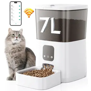 7L Automatic Smart Food Dispenser Pet Feeder, Wi-Fi Timed with APP Remote Feeding for Cats and Dogs White 13.10 X 6.50 X 12.60 In