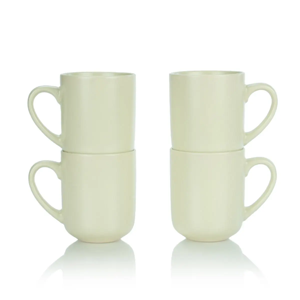 Everything Kitchens Modern Flat 15oz Mugs (Set of 4) | Beige