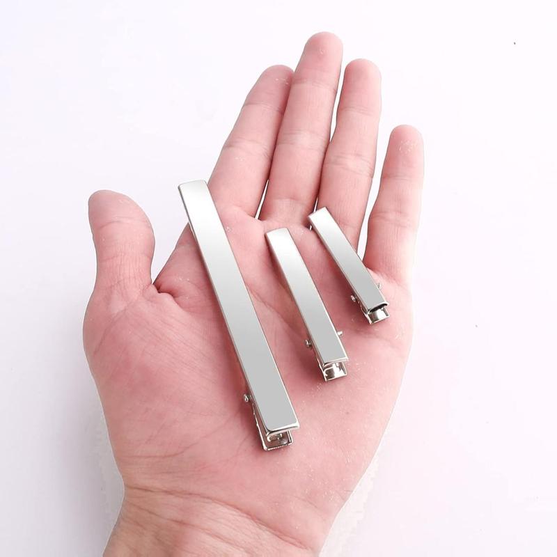 70 Pcs Alligator Hair Clips 3 Sizes 3.9 2.2 1.8 inch Silver Metal Hair Bow Clips for Women DIY Accessories Salon Hair Grip Bows Making Crafts