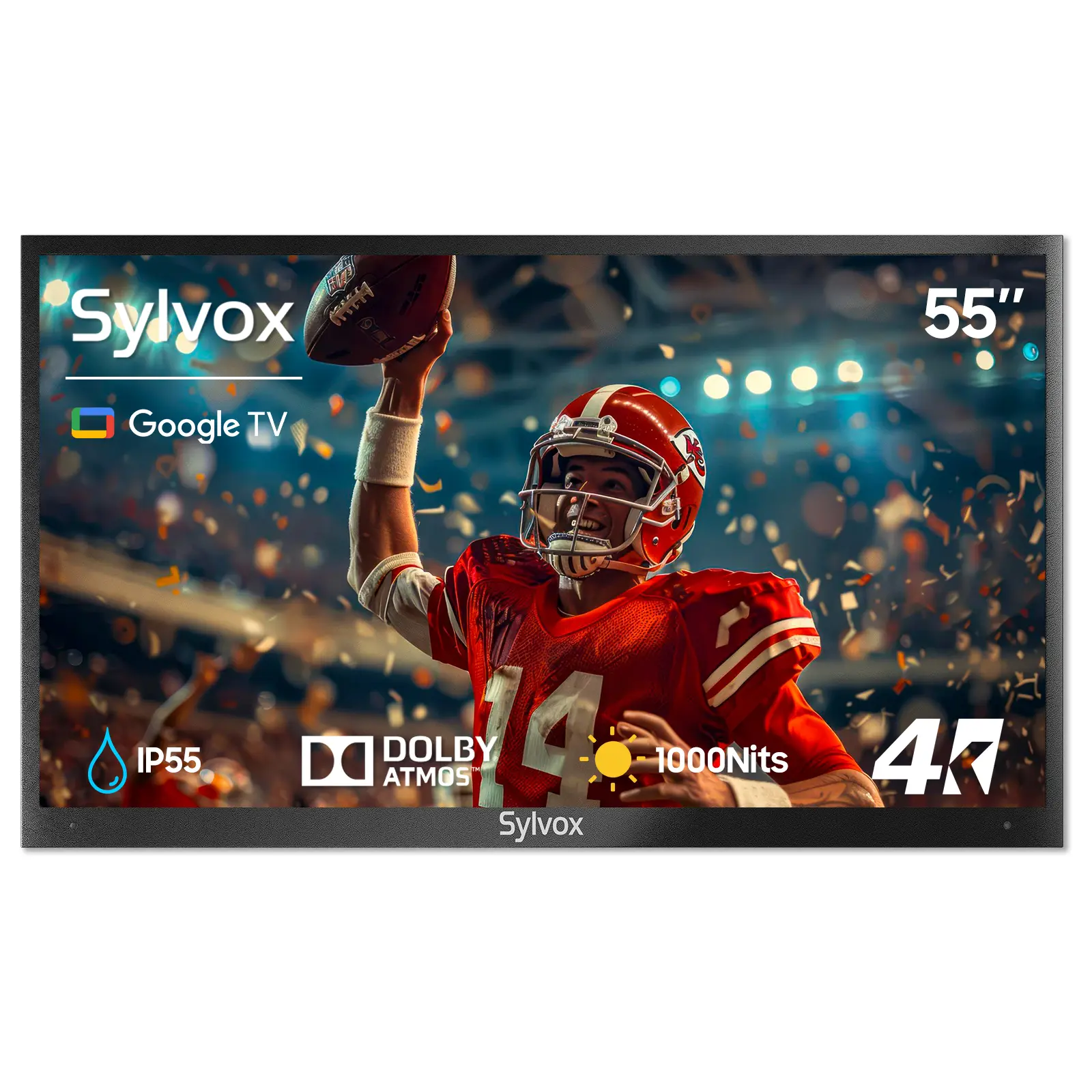 SYLVOX Outdoor TV, 4K UHD IP55 Weatherproof Television for Partial Sun Outside 1000nit Brightness, Google TV OS, Dolby Atmos, Voice Remote (Deck Pro 3.0) summerwins