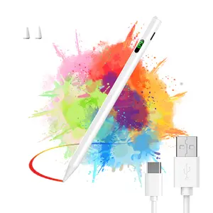 2268 Magnetic Stylus with LED Battery Display (White / Universal) | Magnetic Attachment for Convenient Storage | LED Screen Battery Indicator | Universal Compatibility (Phones & Tablets) — Versatile for Drawing, Note-Taking, and Touch Control