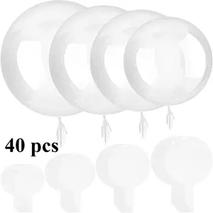 40 pieces of transparent balloons, 4 sizes (12, 18, 20, 24 inches), filled with bubble balloons, suitable for Valentine's Day, Christmas, wedding, and birthday party decoration kit balloon set