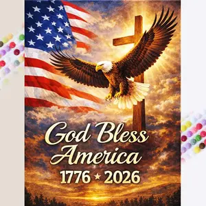 1Pc, 5D-DIY, Diamond Painting Kit, Diamond Art, Eagle, Flag, Cross Mosaic Art, Full Drill, Round Drill, Dot Art Painting Set, Decorative Painting, Perfect for Home Decor and Creative Gifts