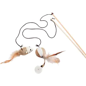 Teaser  Kitten Toys Set  Sisal Wand Teasers with , , , Elastic String, and Sturdy  Rod