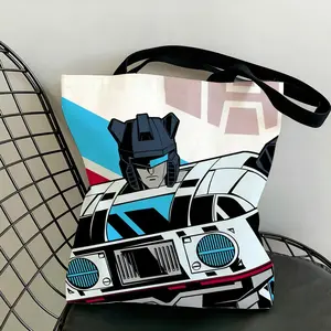 Transformers Robot Storage Bags Canvas Double-Sided Print Black and White Tote Bag Large Capacity Shoulder Students Festive Fashion Eco Outdoor Picnic Travel High Quality Shopping Handbag Machine Washable