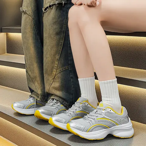 Unisex Retro Athletic Casual Trainers - Anti-Slip, Breathable Mesh, Criss-Cross Lace-Up, Cushioned, All-Season Sports Shoes for Women, Walking Shoes, Runner Training Footwear