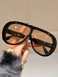 1pc Women's Oversized Aviator Frame Glasses, & Avant-Garde Style, Suitable For Various Face Shapes, Outdoor Activities, Driving, Fishing, Outfit Matching, Daily Use