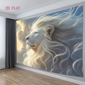1 piece majestic white lion flowing hair backdrop - modern polyester, reusable for indoor/outdoor decoration, suitable for living rooms, parties and events - unique gift idea, lion decoration, tranquil atmosphere, finely designed, artistic tapestry, high-