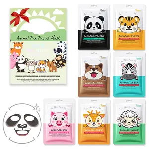 7 Pack Kids Face Mask Spa Animal Character Sheet Masks for Girls Teens Women Skincare Collagen Hyaluronic Acid Vitamin C Deeply Moisturize Cruelty-Free Birthday Christmas Gifts 01B