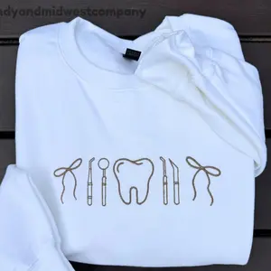 Dental Hygienist Icon crewneck | dental assistant icons sweatshirt | Embroidered Sweatshirt | dental graduation gift