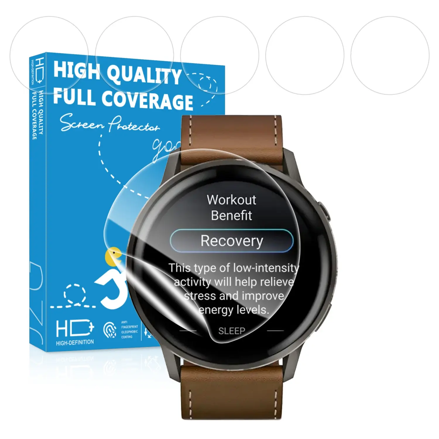 JavoYion 6-Pack Screen Protector for Garmin Vivoactive 6/5, High Clarity Soft Film, Touch Sensitive, Anti Scratch, Bubble Free, Flexible Screen Protector