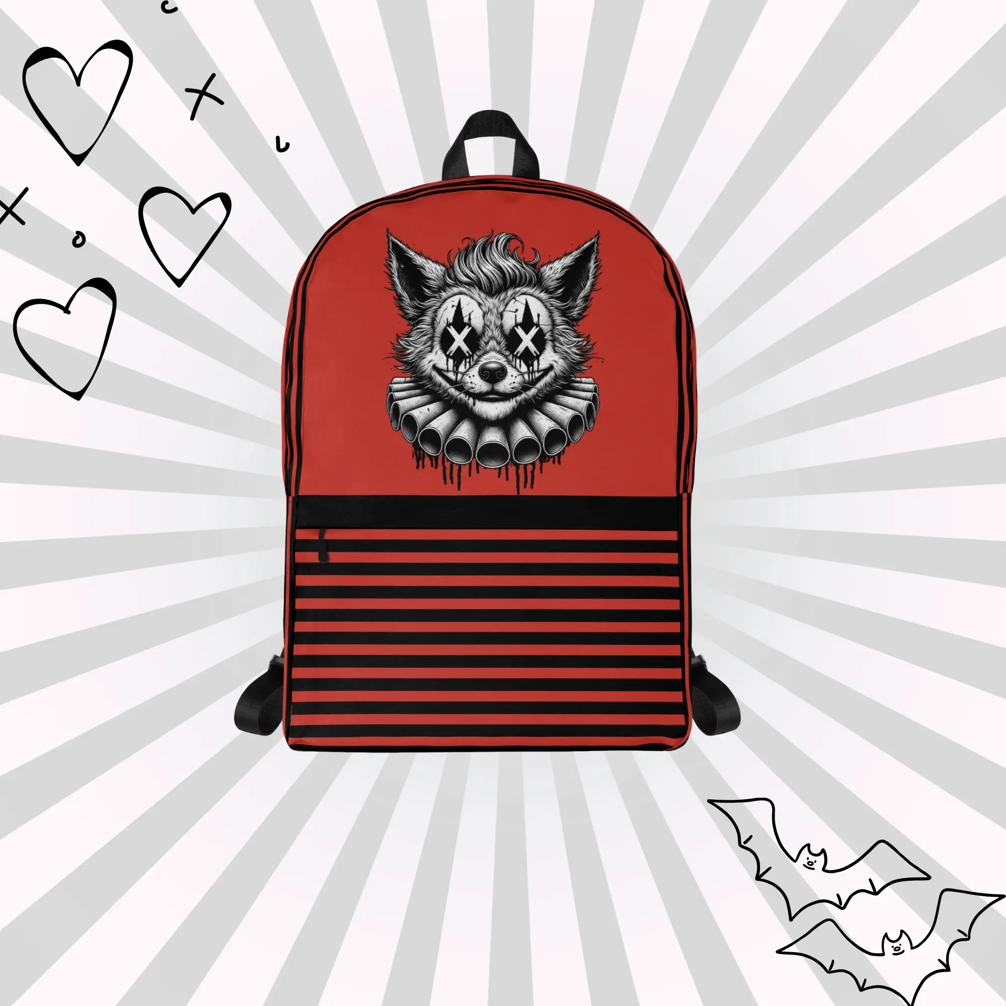 DreamSage Orange Gothic Fox Backpack 100% Polyester 4 Gallons Capacity Water-resistant with Laptop Compartment and Hidden Pocket