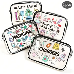 1 pcs，Transparent PVC Toiletry Bag, Waterproof Travel Makeup Organizer, Cosmetic Travel Bags, Zippered Portable Cosmetic Case, Makeup Storage Bag, Makeup Pouch, Ideal for Tourism, Beach, Camping, Business Trips, Swimming