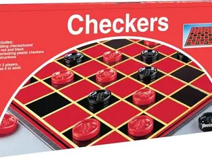 Pressman Checkers Board Game Classic Checkers Board Game Set for Kids & Adults – Folding Board with Red & Black Checkers Pieces – Family Strategy Game