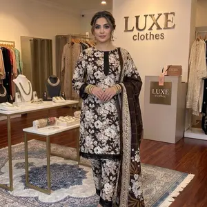 3pc Digital Printed Lawn Fabric Suit, Summer Collection Outfit Clothes