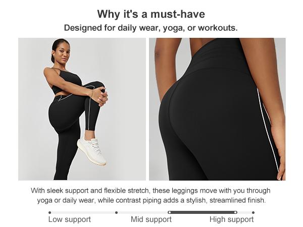 ODODOS Women's Drawstring Tie Daily Leggings 25" / 28" High Waist Workout Yoga Pants