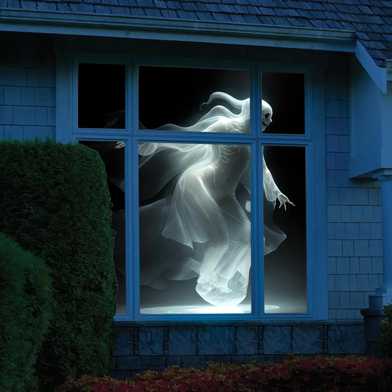 Rear Projection Screen Fabric, 180x120cm Foldable White Projector Screen Film for Virtual Halloween, Christmas Window Video Decorations, Audio-Compatible Plastic Material