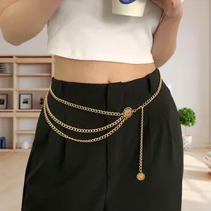 1 Count Women's Multilayer Metal Waist Chain Dress Belts, Adjustable Fit for Most Women's Waists，Complements Both Casual and Formal Looks