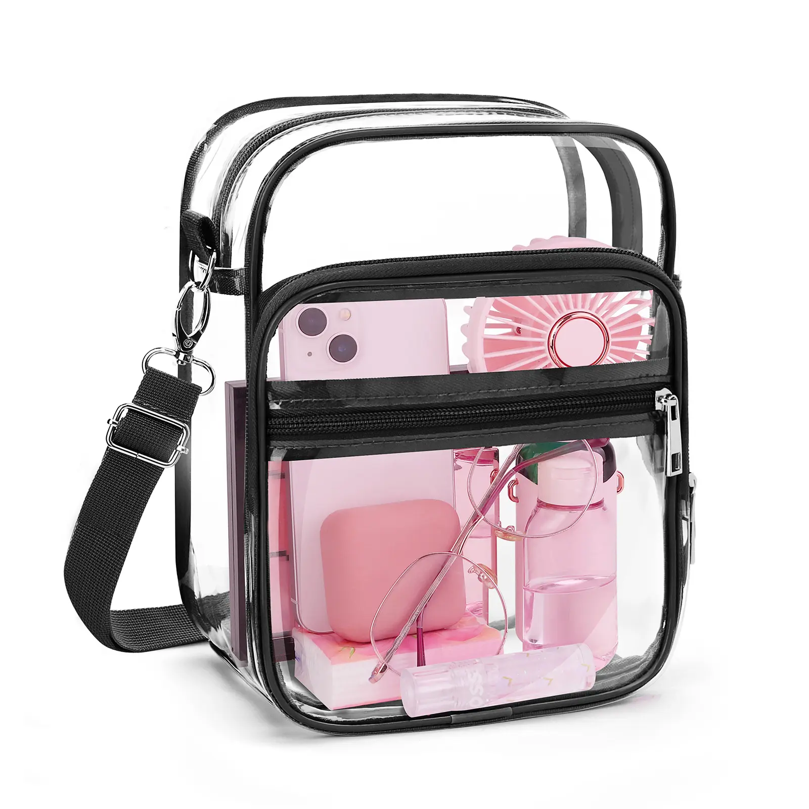 Stadium Approved Clear Shoulder Bag Transparent Bag for Concert, Sports & Festival Essentials, Adjustable Shoulder Strap PVC Fanny Pack Messenger Bag, Back to School Must-Have, Vacation, Security for Women Girls Students Viral Pick Mother's Day