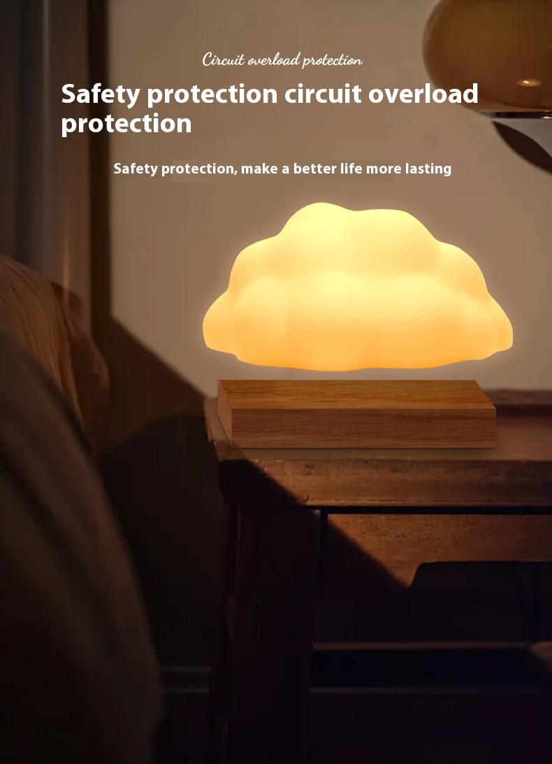 Magnetic Levitating Cloud Lamp Wireless Floating Night Light Auto Rotating LED Table Lamp with 3 Modes for Home Room Office Decor