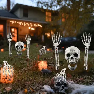 Halloween Decorations, Realistic Hand Bone Skeleton Props, Yard Stake Halloween Party Supplies, Spooky Decoration Accessories
