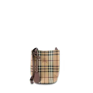 Pre-owned BURBERRY Coated Canvas Shoulder Bags Haymarket Check Lorne Bucket Bag