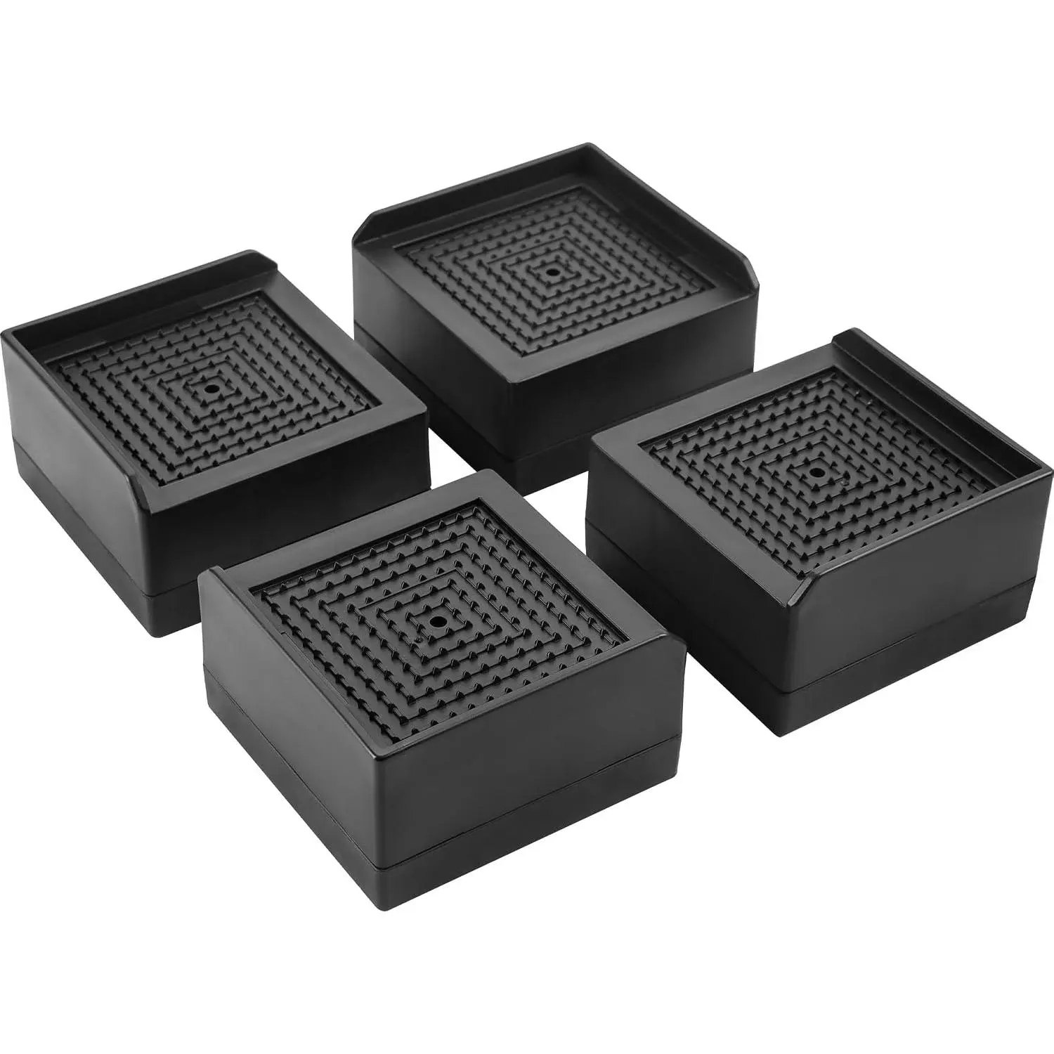BTSD-home Plastic 1.5 in Black Square Bed Risers - Low-Profile Home Use Furniture Lifts for Couches, Chairs, Table Legs, 4-Pack (Back to School Essential)