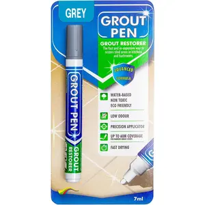 Grout Pen Grey Tile  Marker:  Grout , Tile Grout Colorant and Sealer Pen - Grey, Narrow 5mm Tip (7mL)