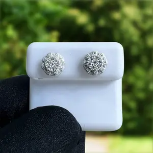 S925 Iced Out Moissanite Stud Earring Classic Shiny Best for Daily Wear, Gift for Him Her Engagement, Wedding, Birthday Gift
