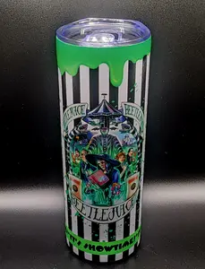 Beetlejuice The Ghost With The Most Slime 20oz Stainless Steel Tumbler - Insulated Flask with Silicone Lid & Straw - Drinkware