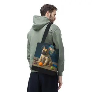 Astronaut French Bulldog Tote Bag - Cute Canvas Bag, Gift for Pet Lovers, Space-Themed Tote, Puppy Lover's Accessory, Unique Dog Lover Gift