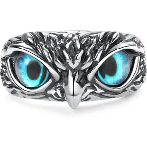 Demon Eye Owl Ring Retro Open Ring Adjustable Personalized Gothic Men's Animal Lucky Vintage Jewelry cinderella ring??gift??