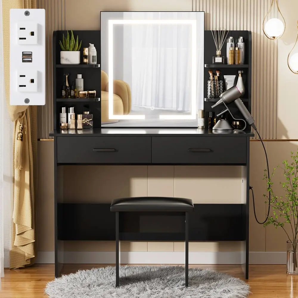 Black with Power Outlet